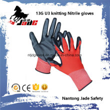 13G U3 Knitting Palm Black Nitrile Smooth Coated Glove